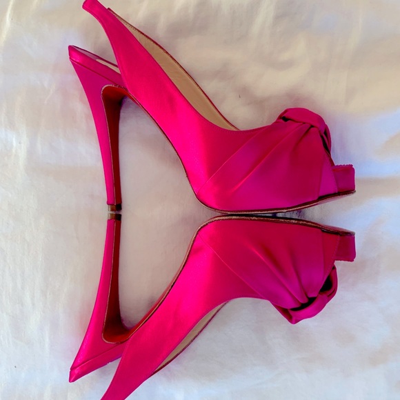 Auth Christian Louboutin 37 Very Noed 120 Fuxia Satin Slingback Women’s Heel - Picture 13 of 13